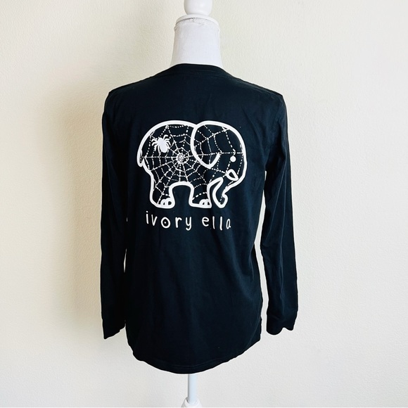Ivory Ella Black Spider Webb Elephant Halloween Design Long Sleeve Tee T-Shirt - Picture 1 of 5